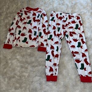 Carter's White Holiday Pajama Set with Red & Green Hat and Stocking Print
